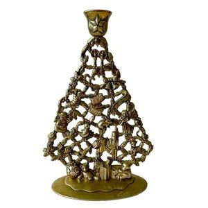 Vintage Godinger Silver Plated Christmas Tree Candle Holder 10 in VTG